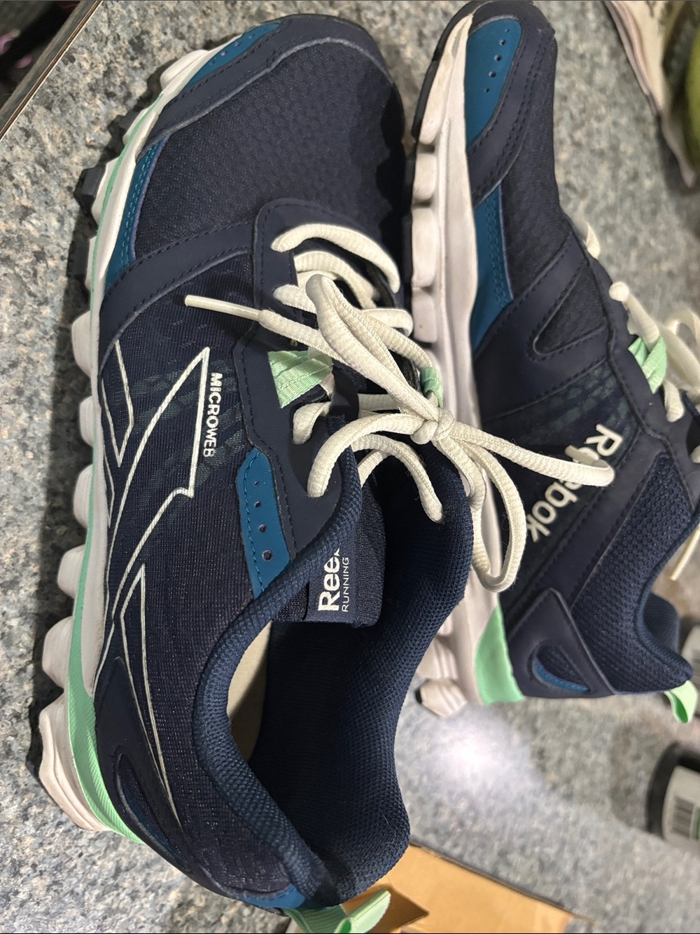 Reebok Navy, Teal & White Running Sneakers